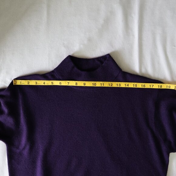 Deep Purple Mock Neck  Sweater -  Size M -  Easy Care Acrylic - Picture 6 of 8